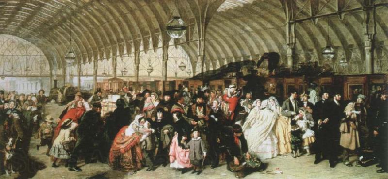 William Powell  Frith the railway station Spain oil painting art